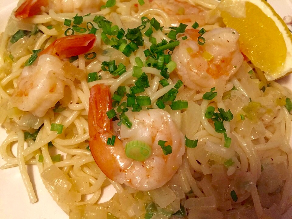 Shrimp Scampi with a Trio of Onions from Alexandersmom.com