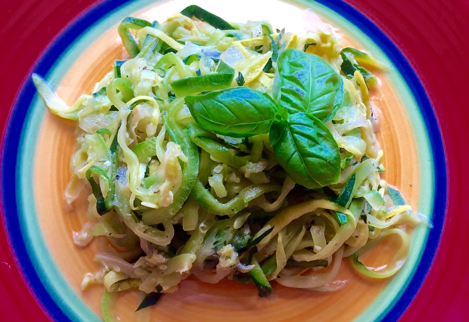 Summer Squash and Zucchini Basil Thyme Spaghetti from Alexandersmom.com