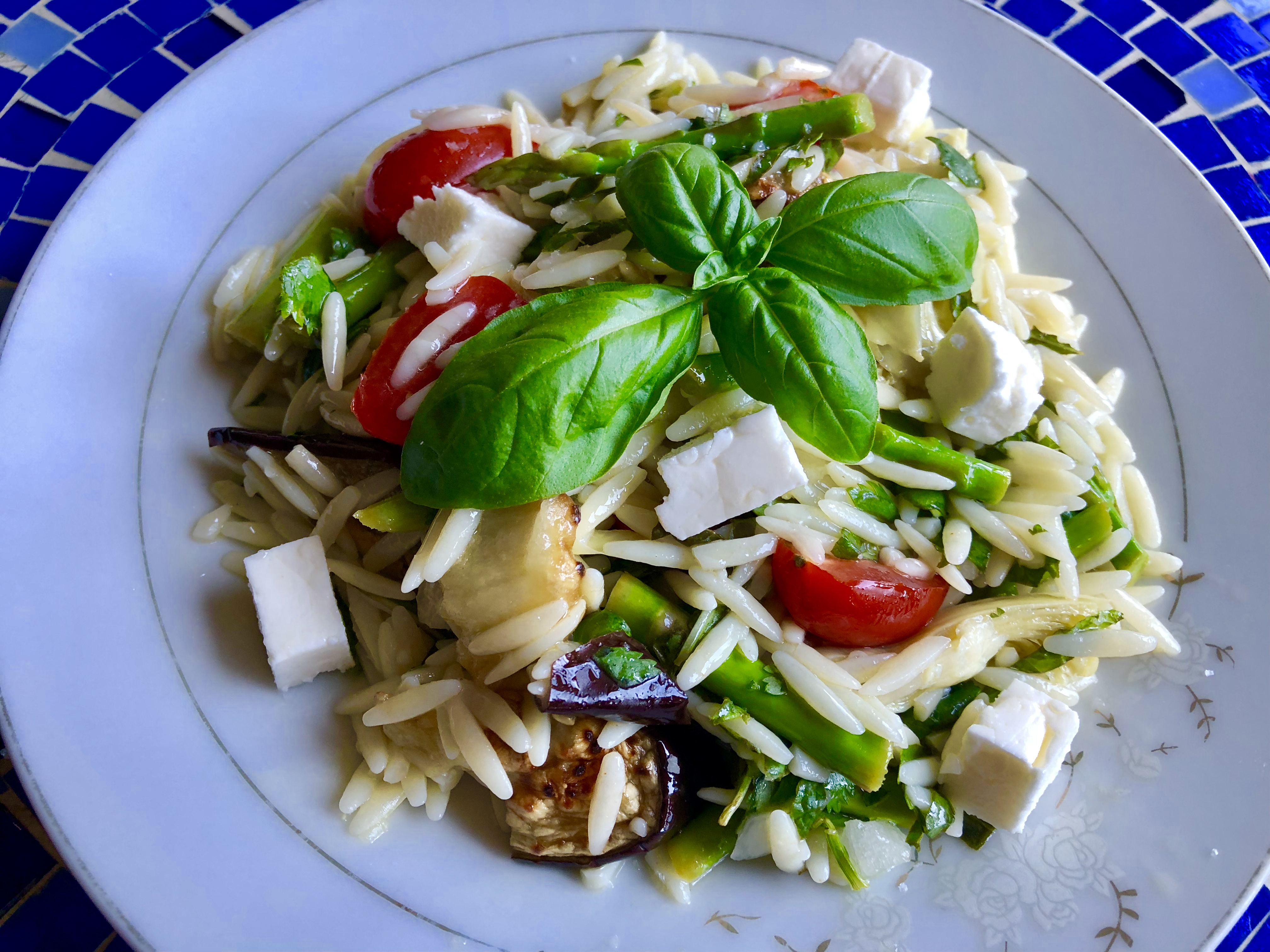 Summer Herb Orzo Salad with Lemon Vinaigrette from Alexandersmom.com